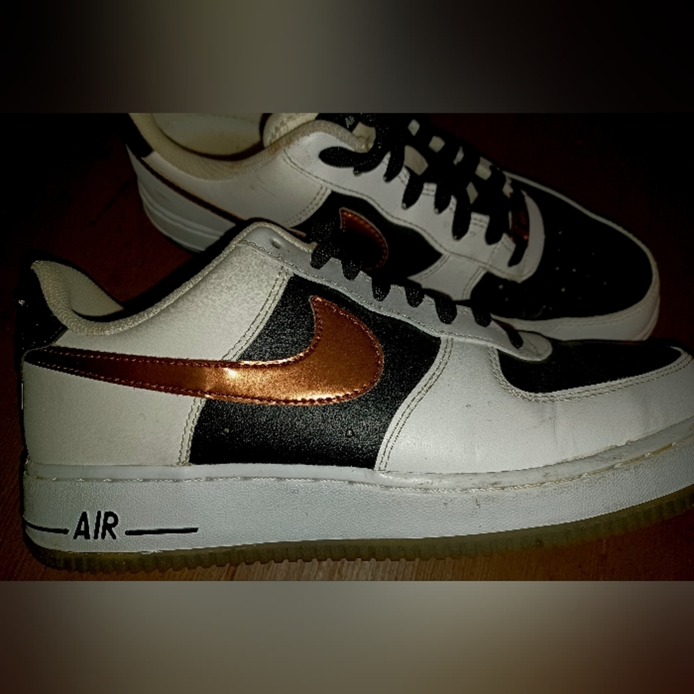 US size 8 Nike Air Force 1 ( Copper Swoosh / White / Black